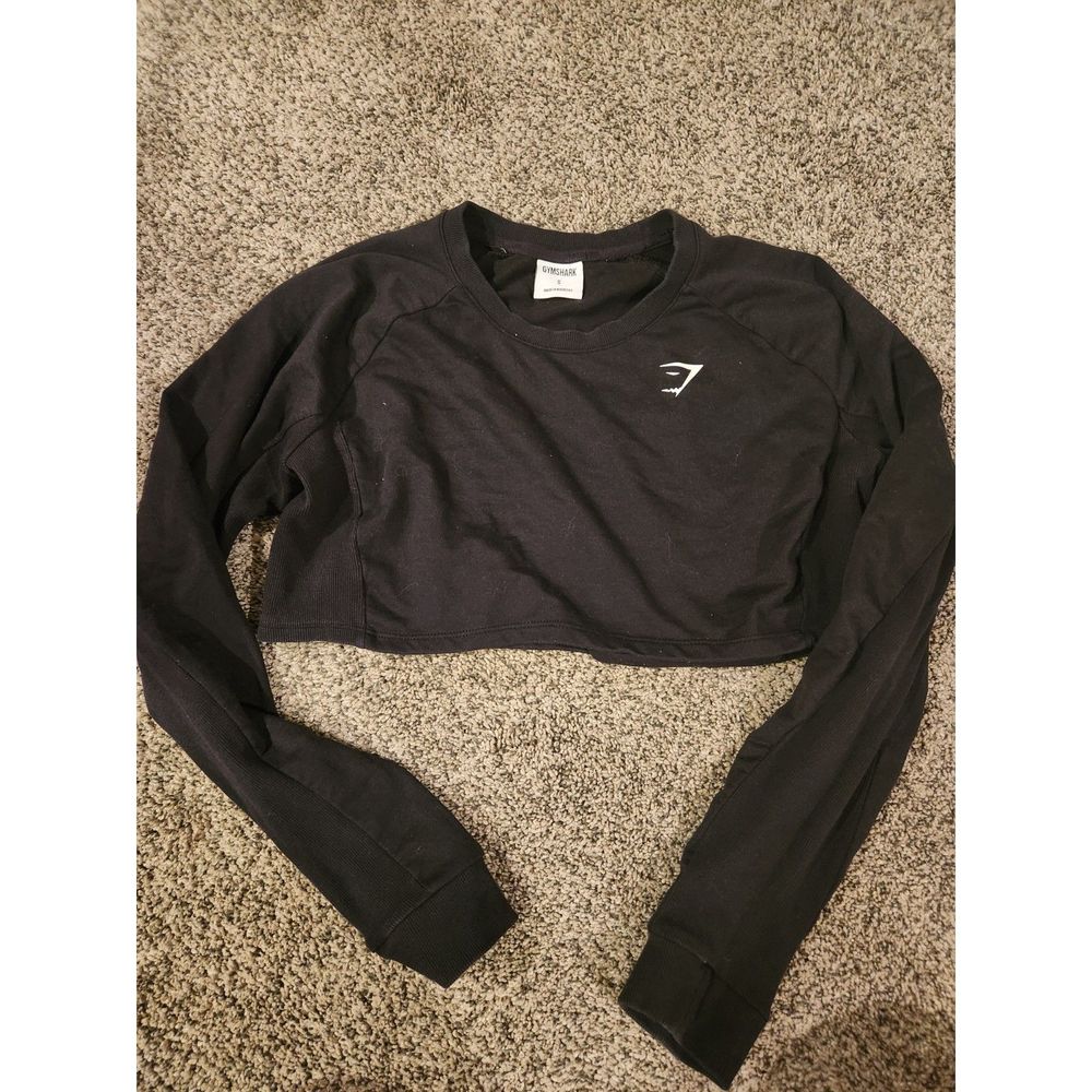 Gymshark Seamless Long Sleeve Crop Top Womens S Black